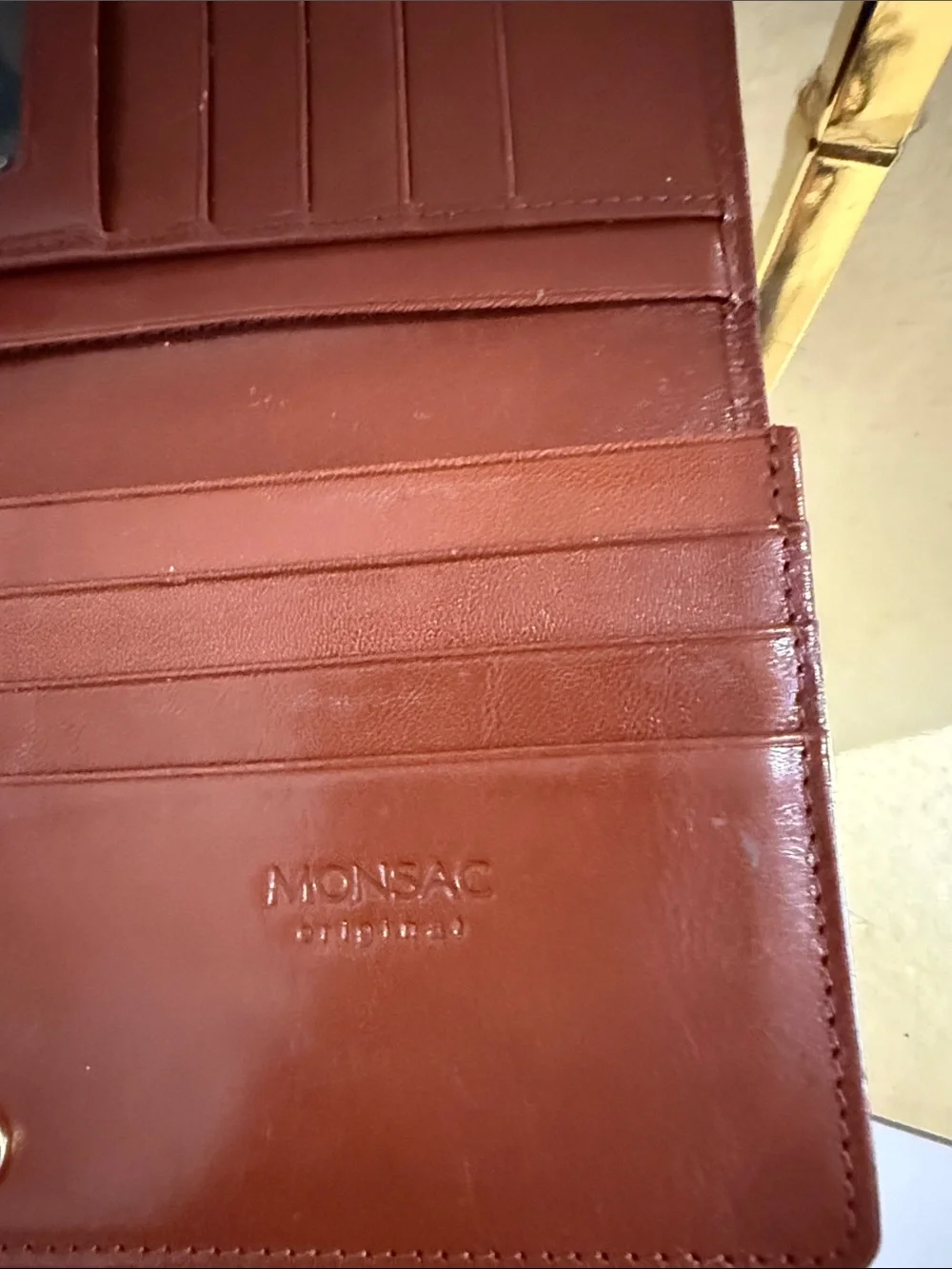 Vintage Monsac Brown Leather Long Wallet